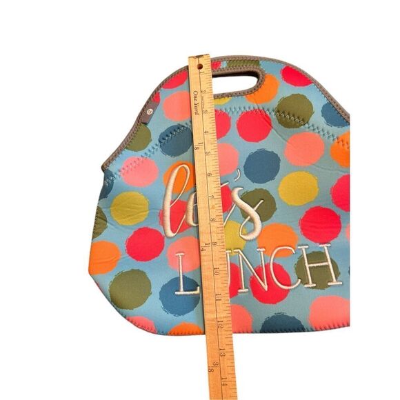 Tastefully Simple Let's Lunch Tote Neoprene Tote lunch bag colorful dots - Picture 5 of 6
